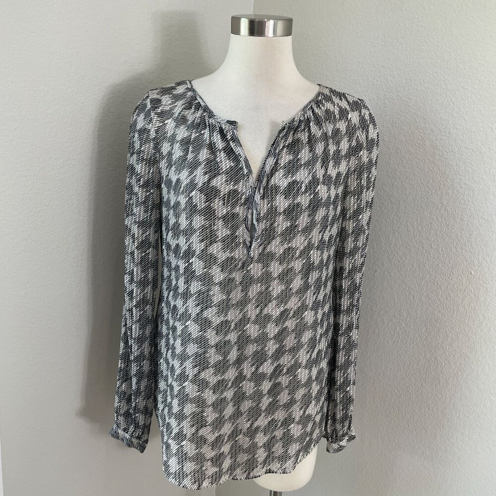 White House Black Market‎ Silk Blouse Sz 6 Semi Sheer Metallic Long Sleeve shirt